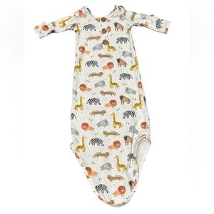 Caden Lane 0-3 month Jungle Animals Tie Bottom Gown Baby Boy Girl Safari Lion